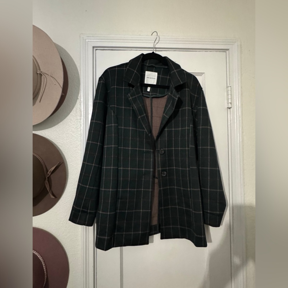 Ave Les Filles green plaid blazer